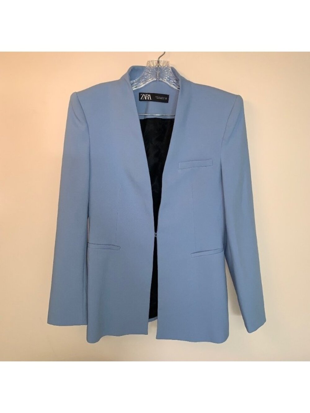 Zara Bloggers Fav Lapelless Fitted Blazer Blue M - Picture 11 of 16